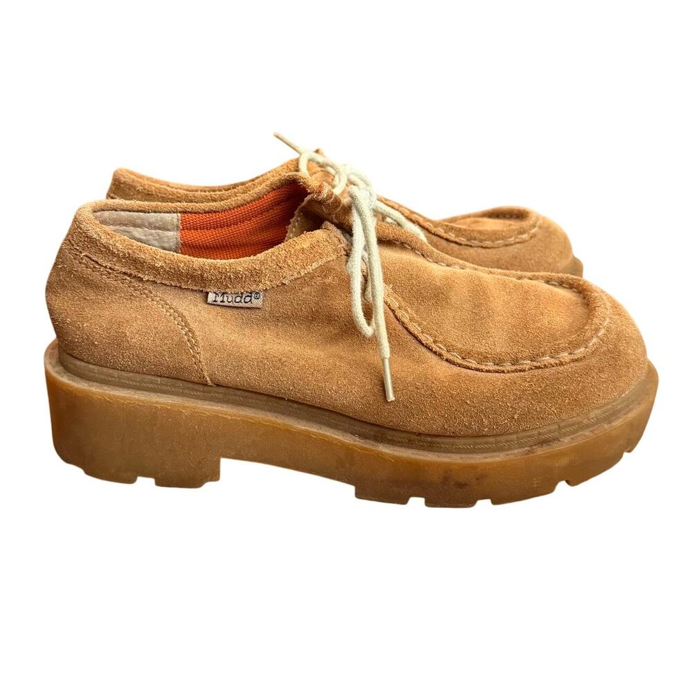 Vtg Y2K MUDD Women's SZ 7.5 Suede Leather Chunky Platform Shoes Bratz Doll 90's